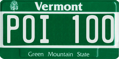 VT license plate POI100