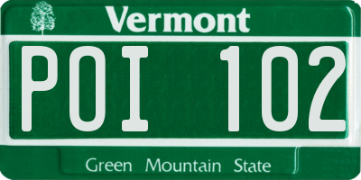 VT license plate POI102