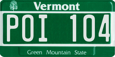 VT license plate POI104