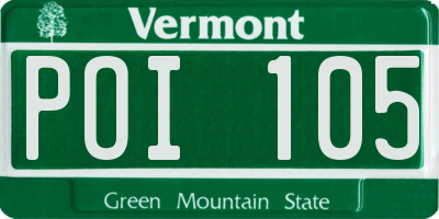 VT license plate POI105