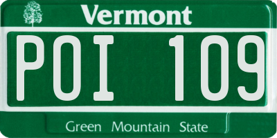 VT license plate POI109