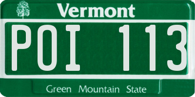 VT license plate POI113
