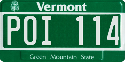 VT license plate POI114