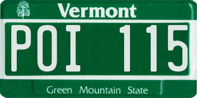 VT license plate POI115