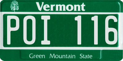 VT license plate POI116