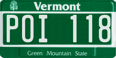 VT license plate POI118