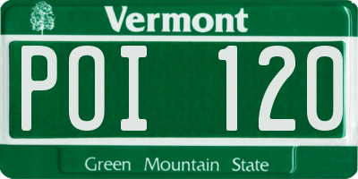 VT license plate POI120
