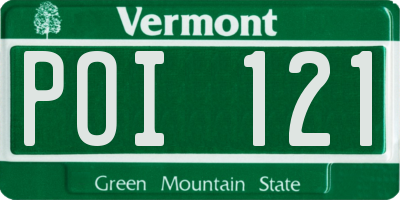 VT license plate POI121