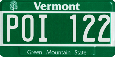 VT license plate POI122