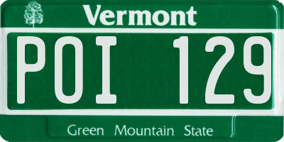 VT license plate POI129