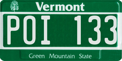 VT license plate POI133