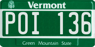 VT license plate POI136