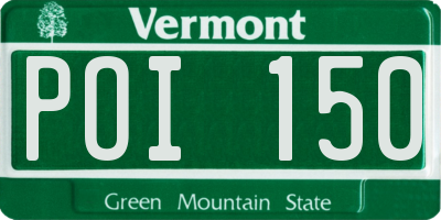 VT license plate POI150