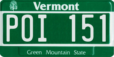 VT license plate POI151