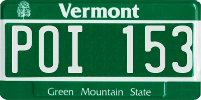 VT license plate POI153