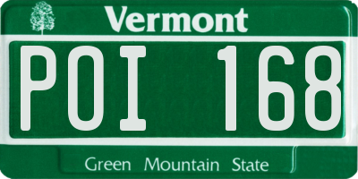 VT license plate POI168