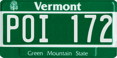 VT license plate POI172
