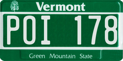 VT license plate POI178