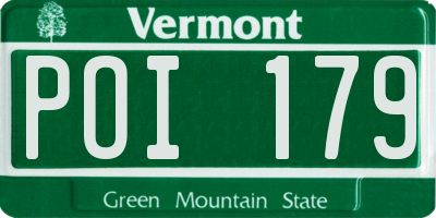 VT license plate POI179