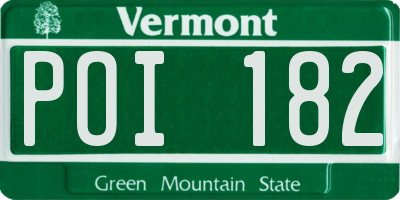 VT license plate POI182