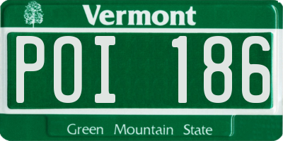 VT license plate POI186