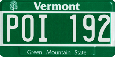 VT license plate POI192