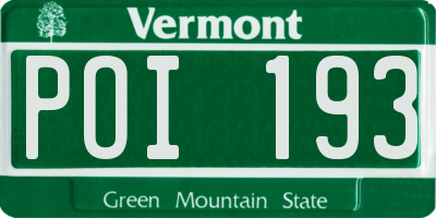 VT license plate POI193