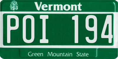 VT license plate POI194