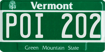 VT license plate POI202