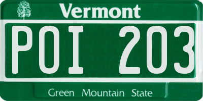 VT license plate POI203