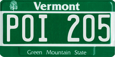 VT license plate POI205