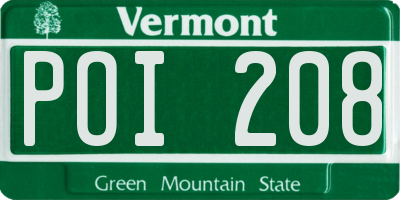 VT license plate POI208