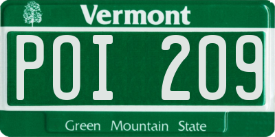 VT license plate POI209