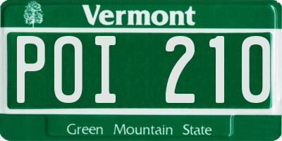 VT license plate POI210