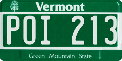 VT license plate POI213