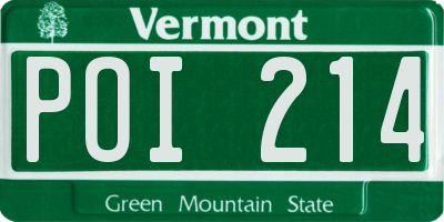 VT license plate POI214