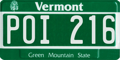 VT license plate POI216