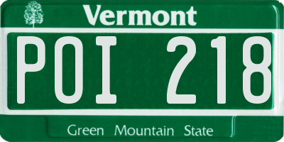 VT license plate POI218