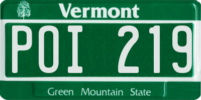 VT license plate POI219
