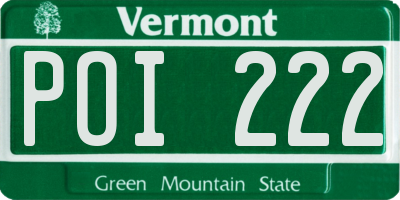 VT license plate POI222