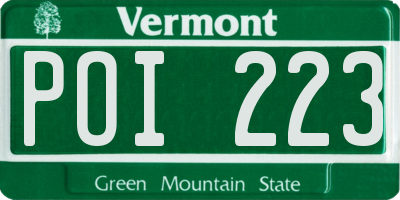 VT license plate POI223