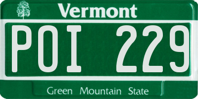 VT license plate POI229