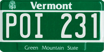 VT license plate POI231