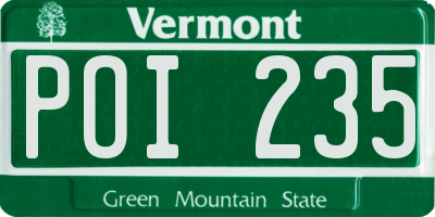VT license plate POI235