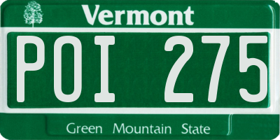 VT license plate POI275