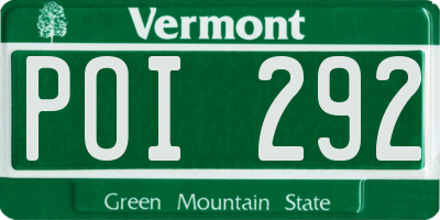 VT license plate POI292