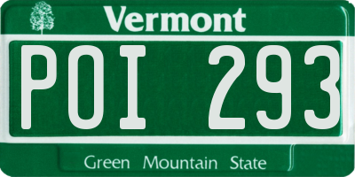 VT license plate POI293