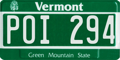 VT license plate POI294