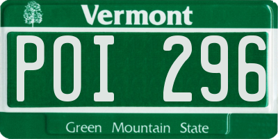 VT license plate POI296