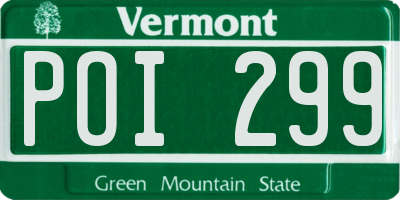VT license plate POI299